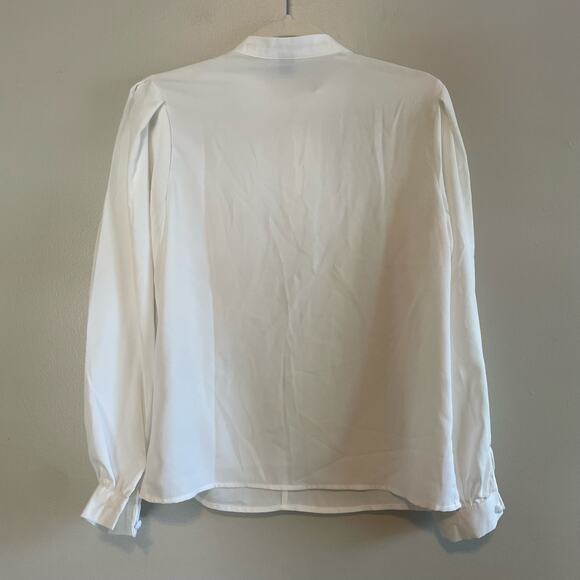 Shein Size S White Button Up Blouse Long Sleeves - Picture 2 of 6